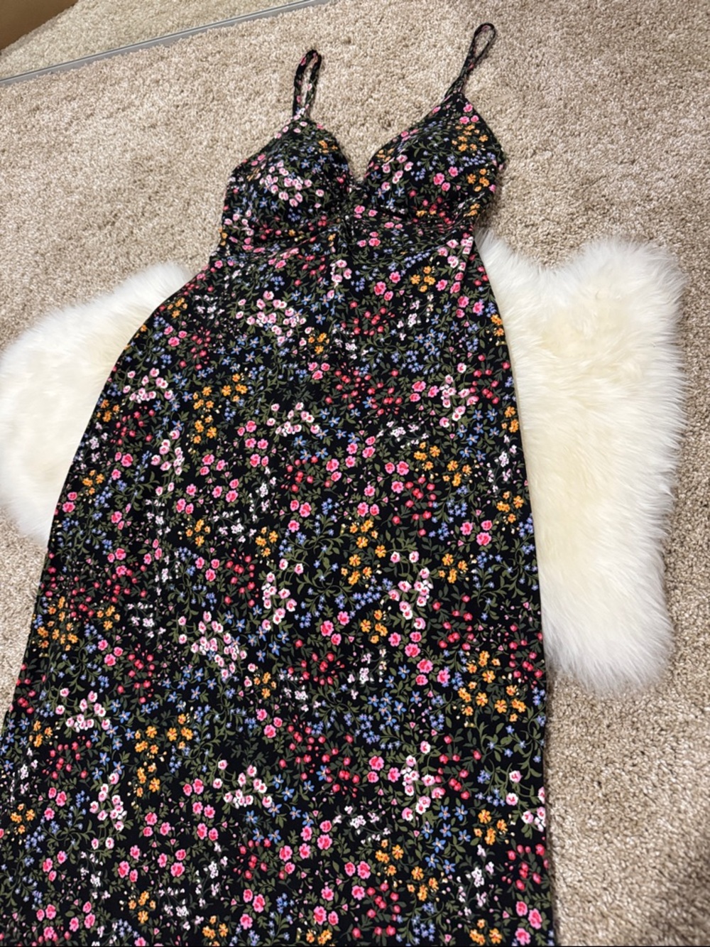 No Boundaries Women’s Muti Color Floral Spaghetti Strap Maxi Black Dress Size S - Picture 2 of 7